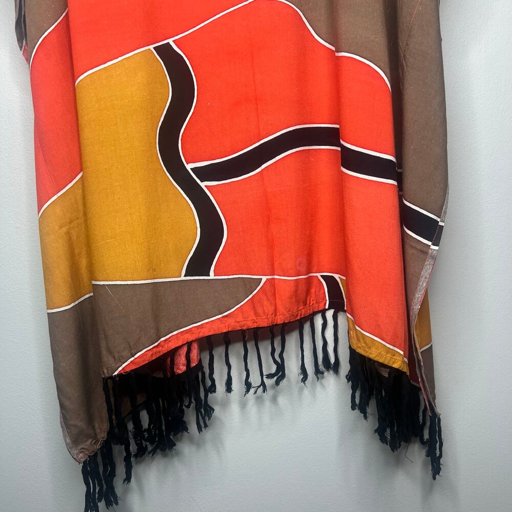 Midnight Velvet Duster Kimono Shawl Fringe Sz 2X Boho Lagenlook Artsy Abstract - Picture 4 of 8